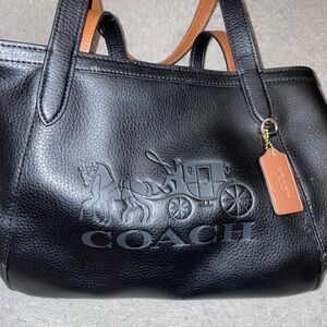 Coach Black and Red Leather Tote Bag